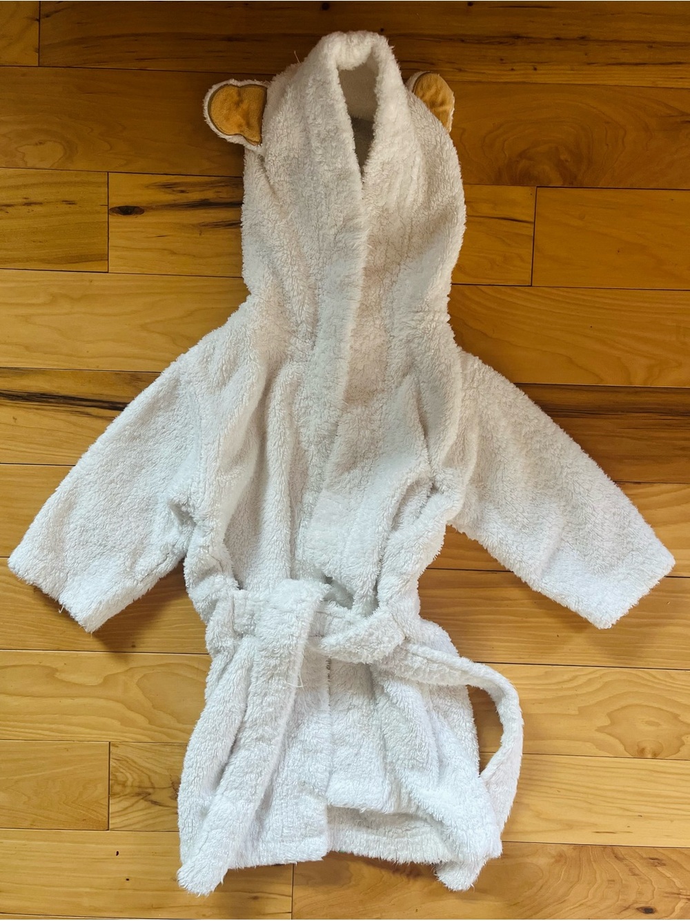 Ivory White Hooded Baby Bath Robe  / Pool Cover Up Bear Ears 0-24 month